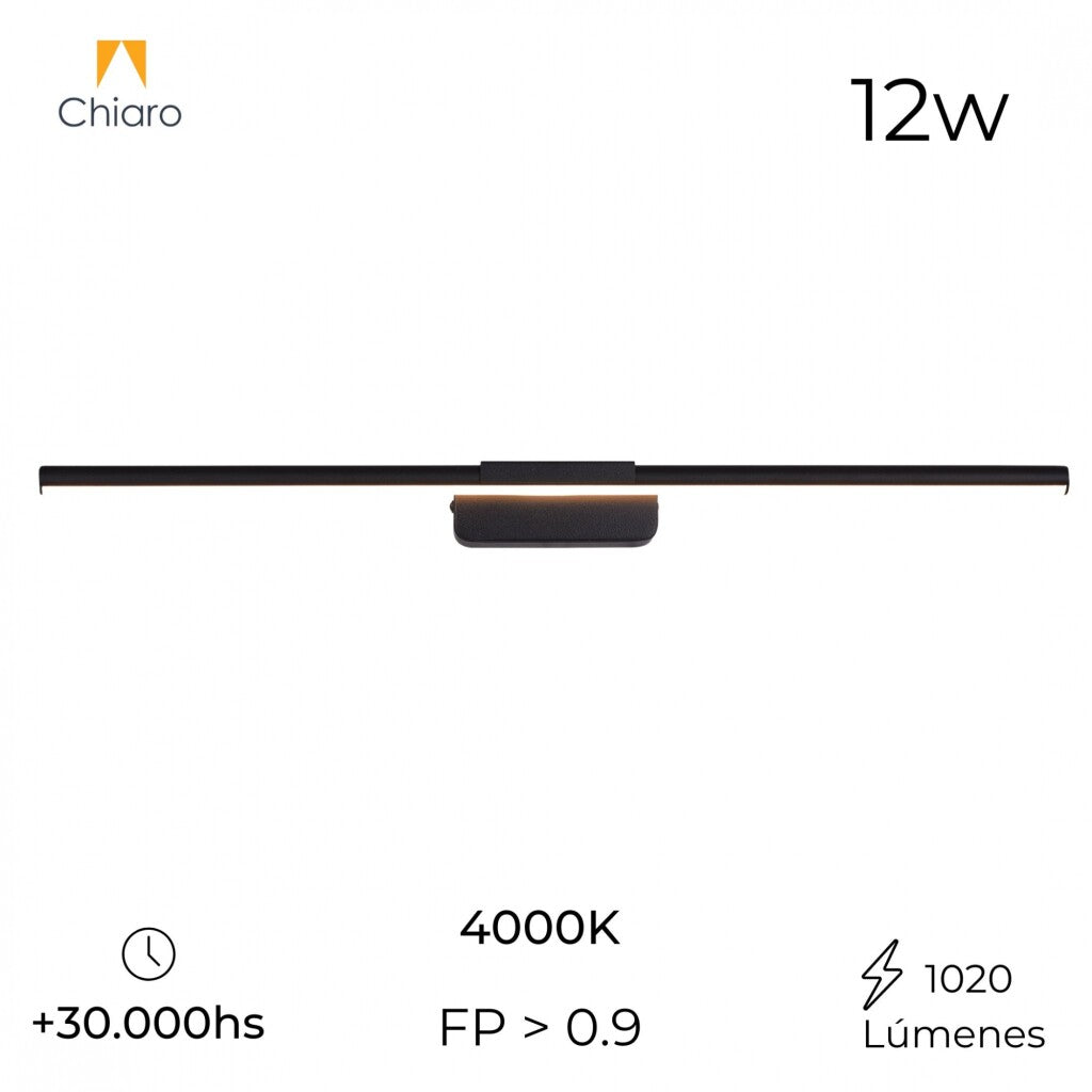 Luminaria Barra de led lineal 60cm negra 12w