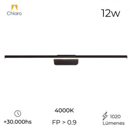 Luminaria Barra de led lineal 60cm negra 12w