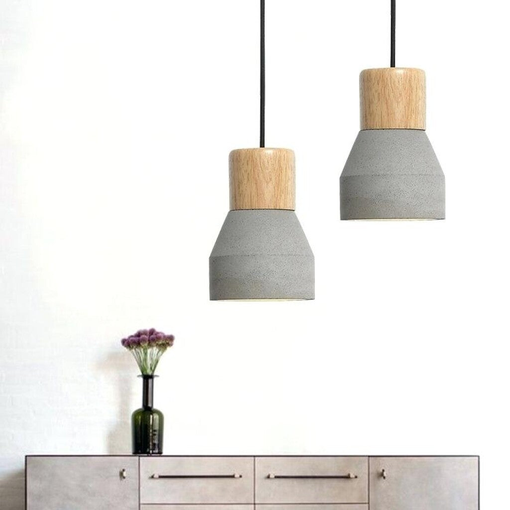 Luminaria de cemento y madera 12.5*16cm