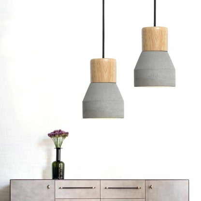 Luminaria de cemento y madera 12.5*16cm