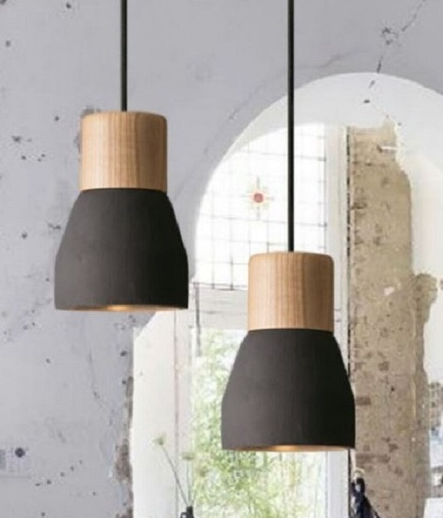 Luminaria de cemento y madera 12.5*16cm