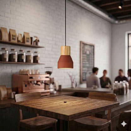 Luminaria de cemento y madera 12.5*16cm
