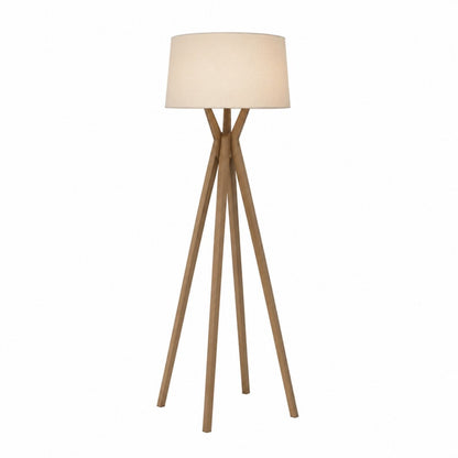 Luminaria de pie pantalla natural y madera E27 147cm