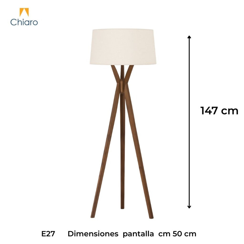 Luminaria de pie pantalla natural y madera E27 147cm
