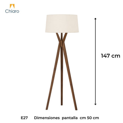 Luminaria de pie pantalla natural y madera E27 147cm