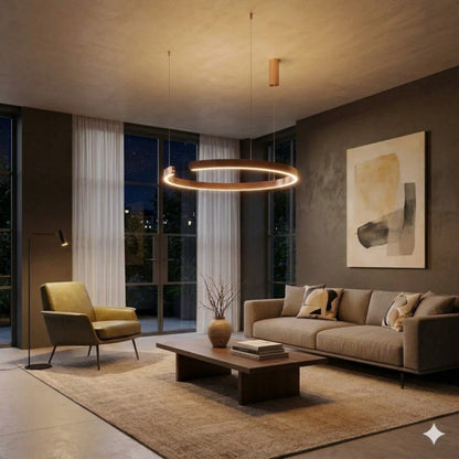 Luminaria de susp. Led circular con corte, 40W Dimerizable, 60cm