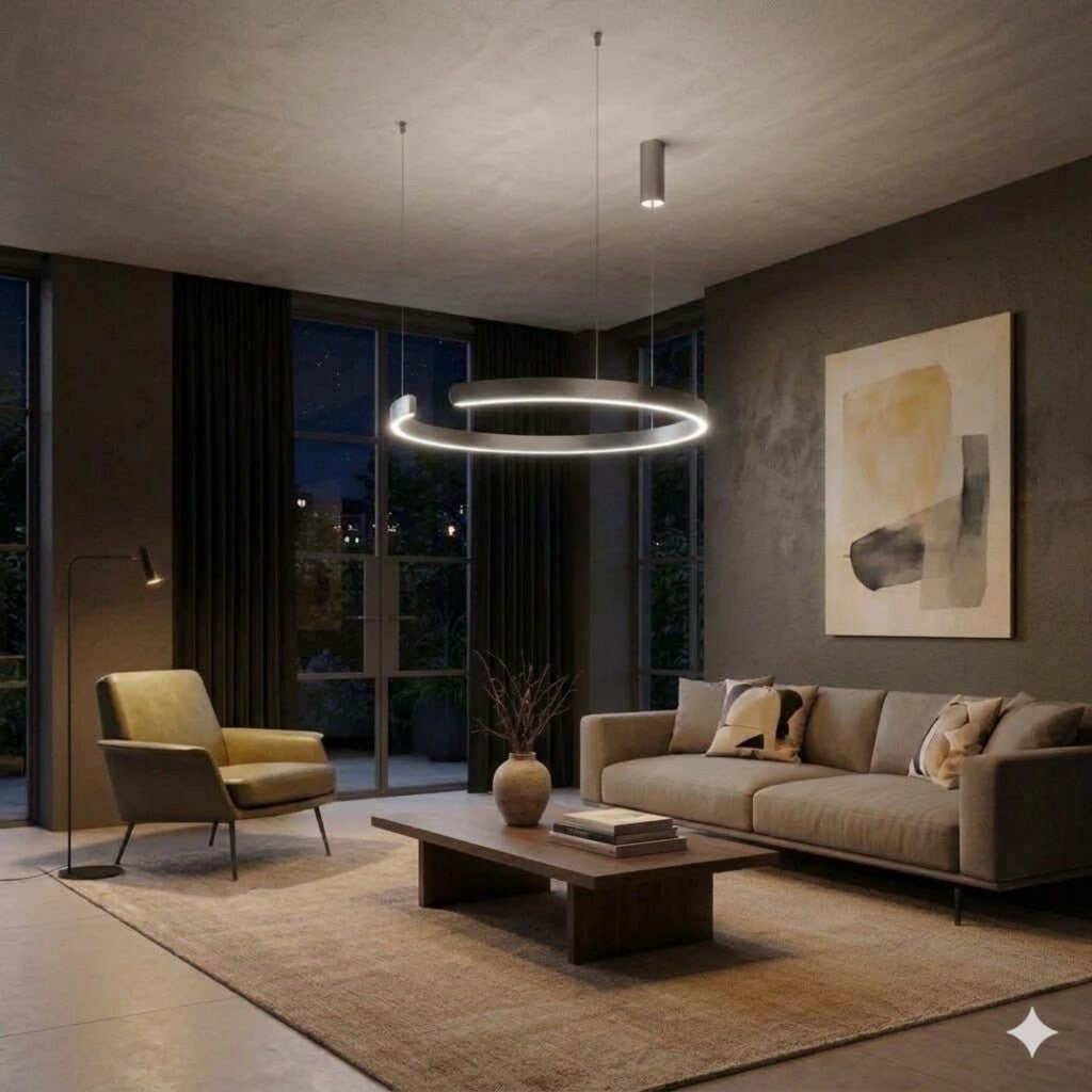 Luminaria de susp. Led circular con corte, 40W Dimerizable, 60cm