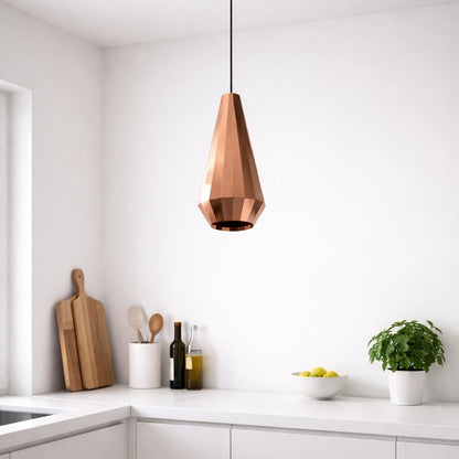 Luminaria de vidrio facetada pintado símil cobre , tubular E27