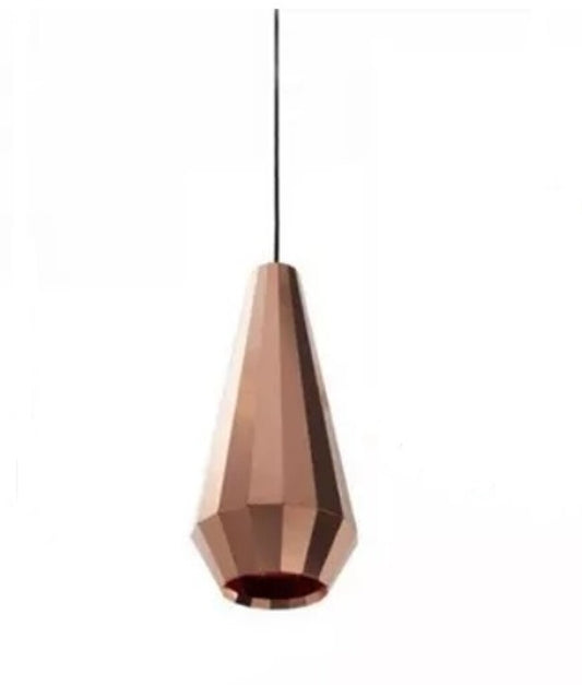 Luminaria de vidrio facetada pintado símil cobre , tubular E27