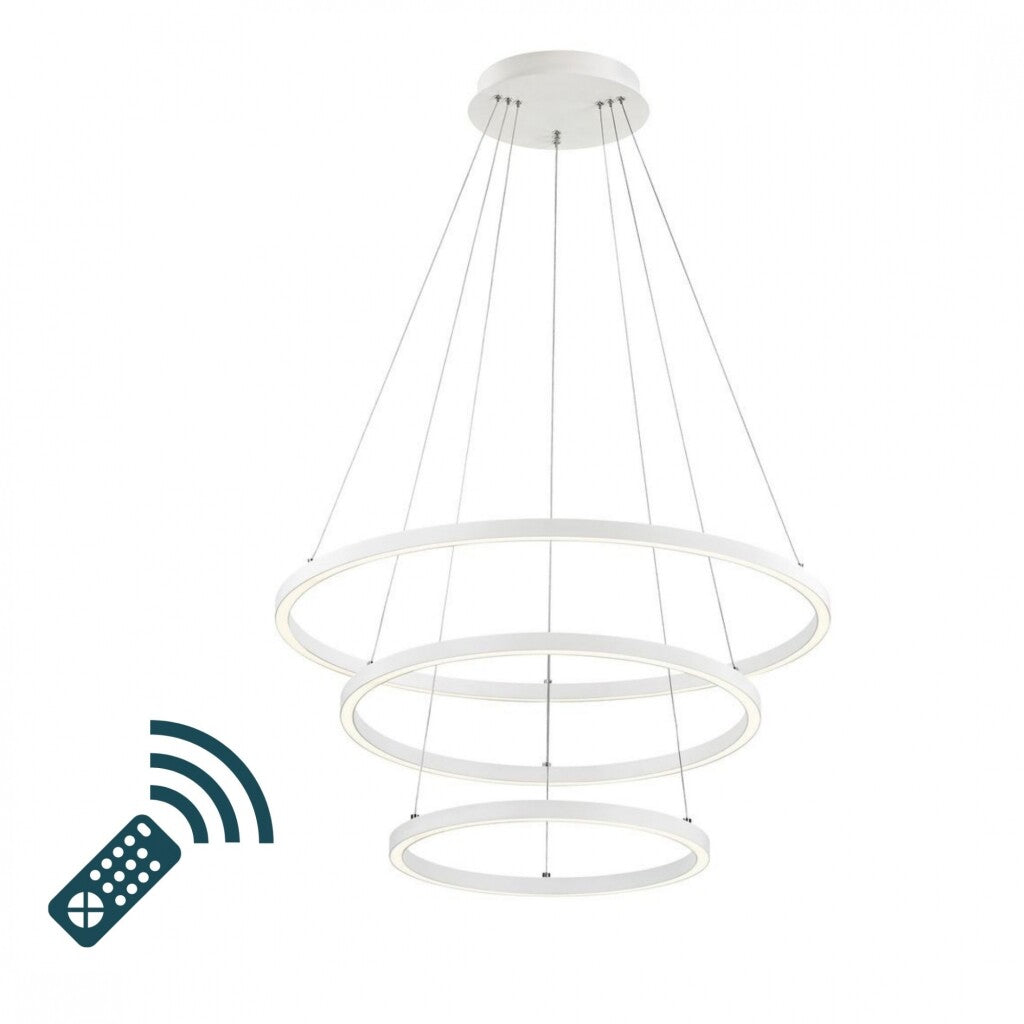 Luminaria led 3 anillos, a control remoto con varias funciones