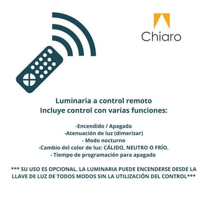 Luminaria led 3 anillos, a control remoto con varias funciones