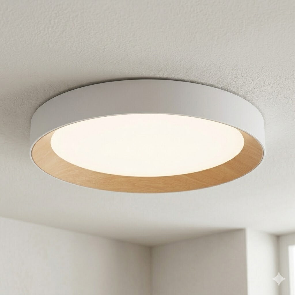 Luminaria led Diseño circular con Símil madera 40W Dimerizable, 45cm