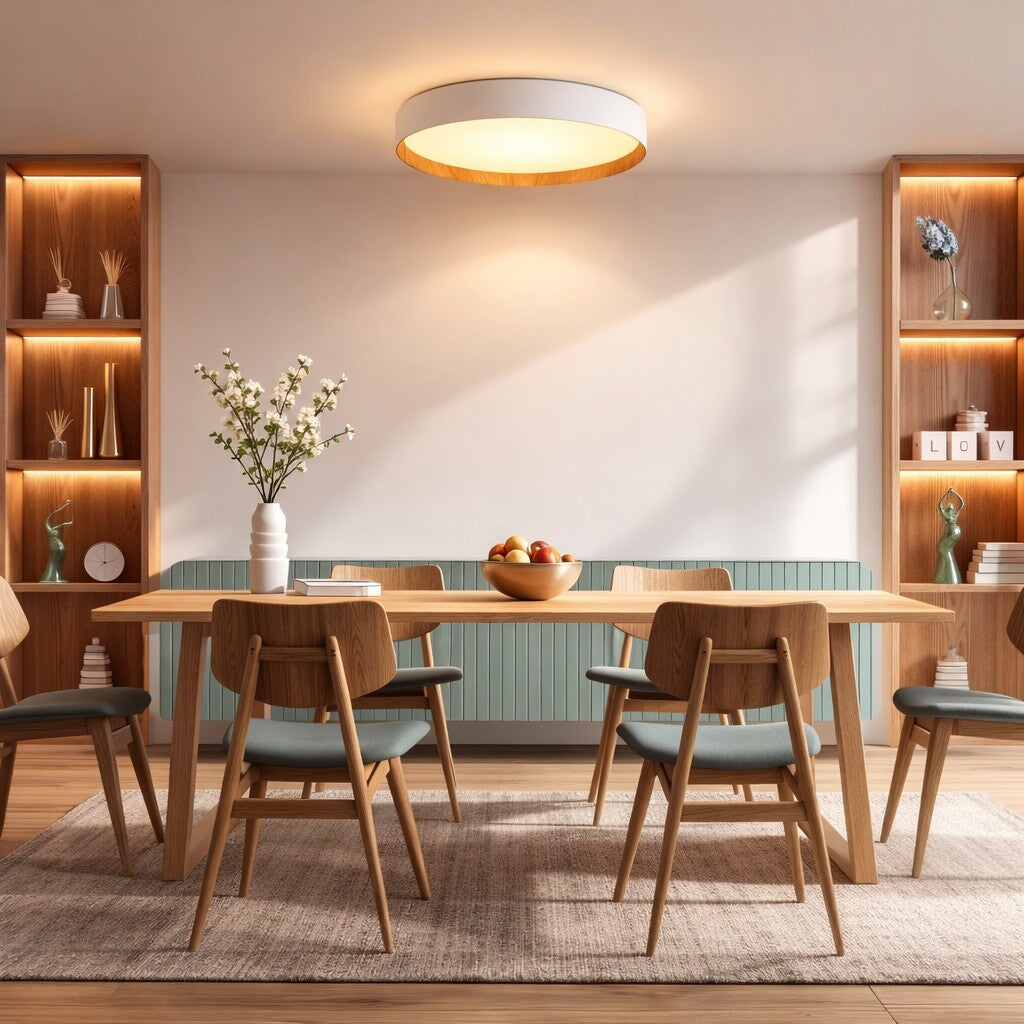 Luminaria led Diseño circular con Símil madera 40W Dimerizable, 45cm
