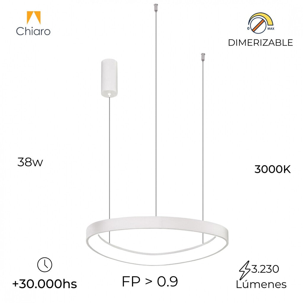 Luminaria Led Diseño triangular Dimerizable 38W, 45cm