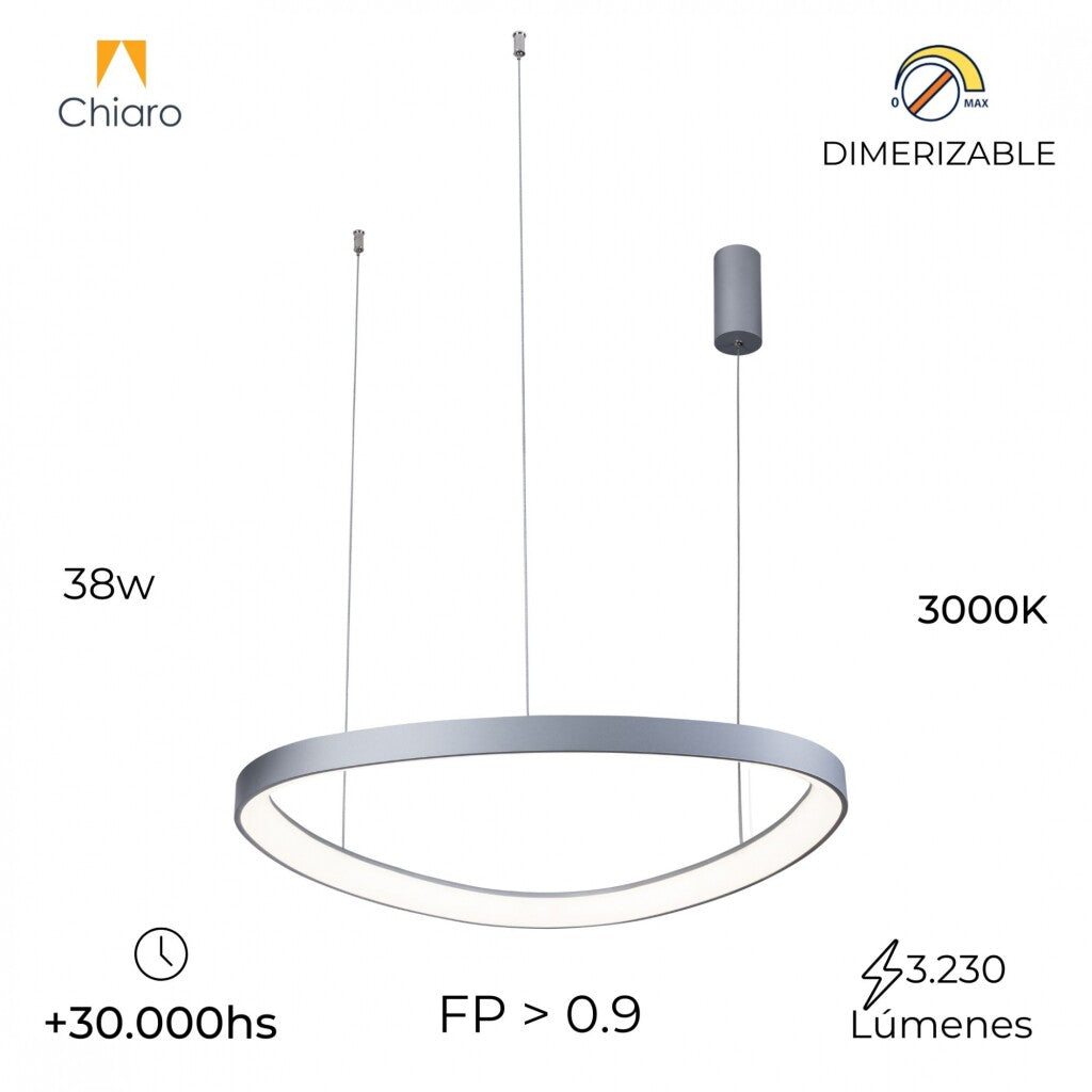 Luminaria Led Diseño triangular Dimerizable 38W, 45cm