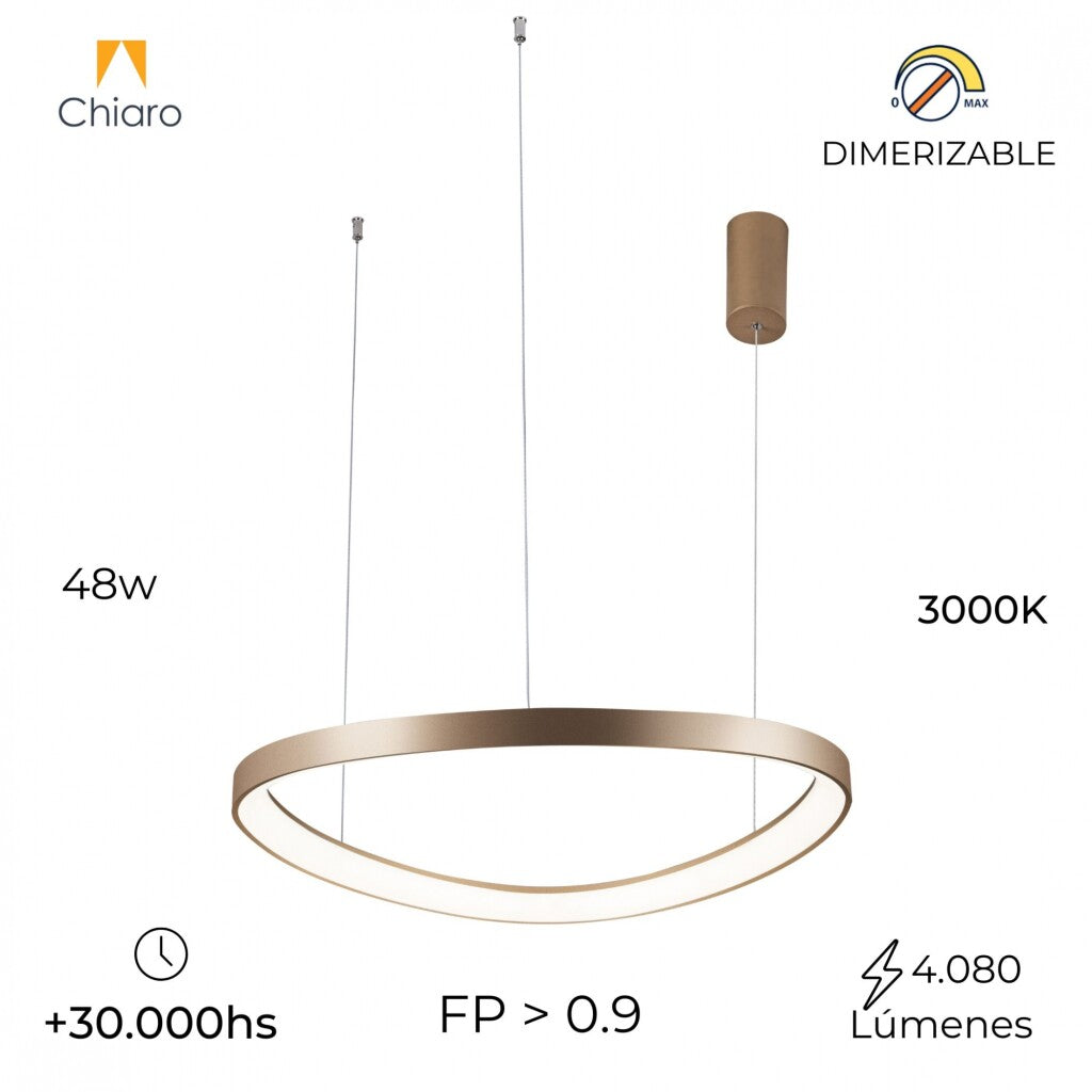 Luminaria Led Diseño triangular Dimerizable 48W, 65cm