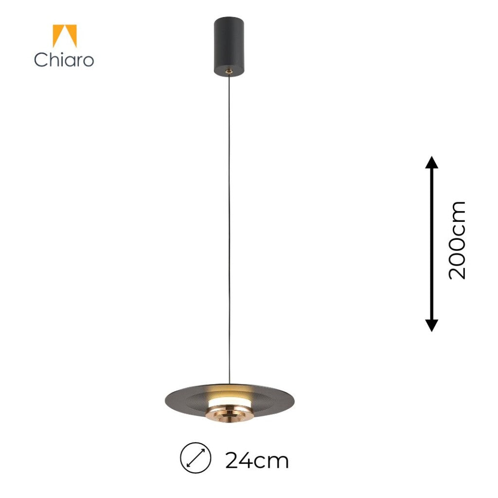 Luminaria RETRACTIL led negra y dorada 10W dimerizable, 24cm