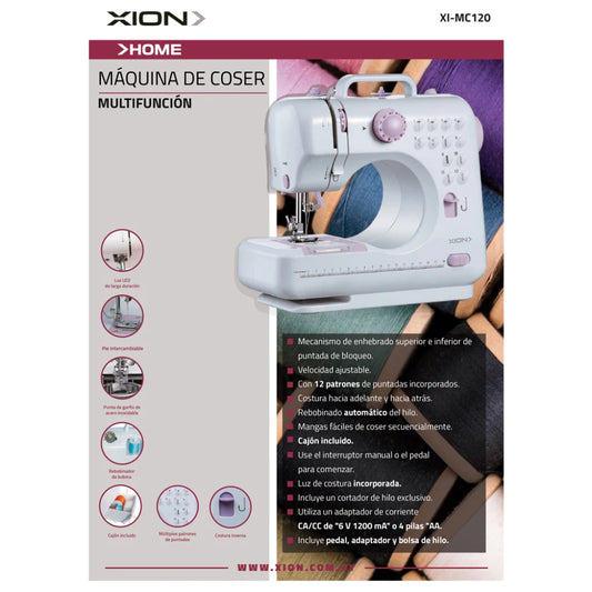 máquina de coser xion con 12 patrones de puntadas