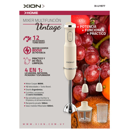 mixer multifunción retro 4 en 1 800w