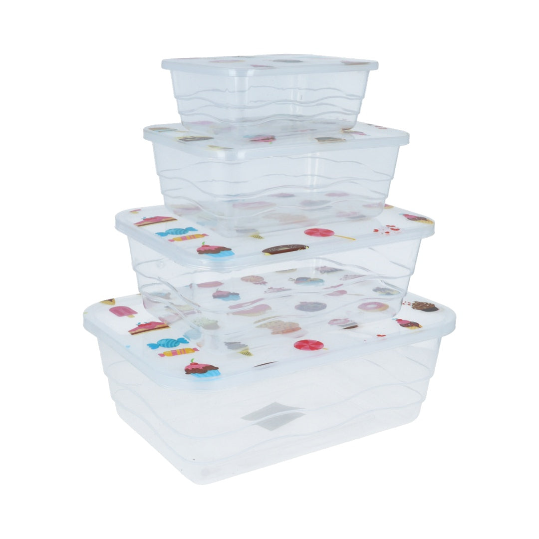Recipiente plástico rectangular x4 unidades