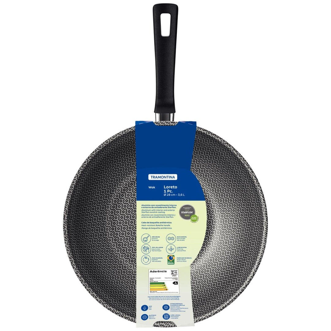 Wok loreto 28cm bordeaux tramontina