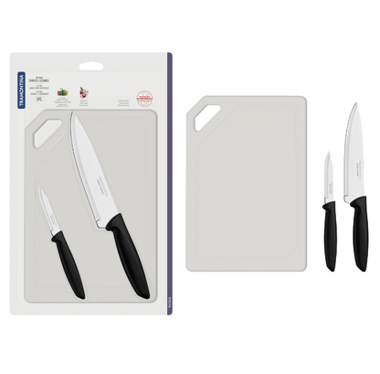 Set de cuchillos + tabla Tramontina Plenus 3 pcs