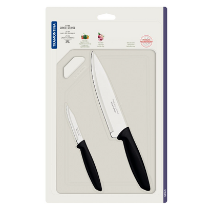 Set de cuchillos + tabla Tramontina Plenus 3 pcs