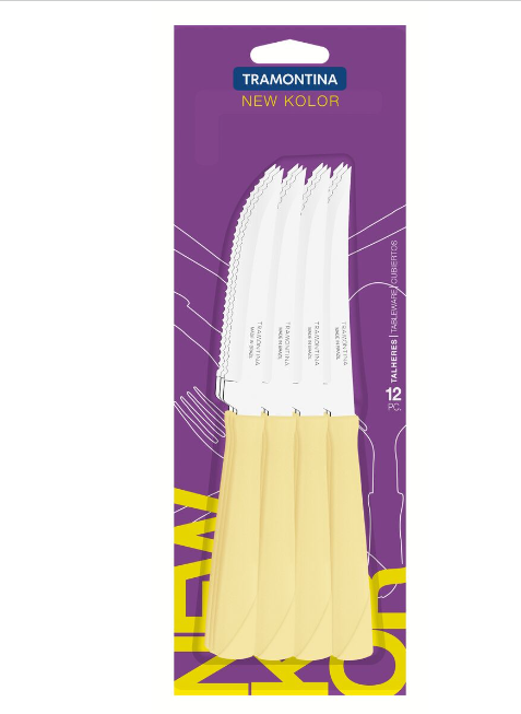 Cuchillos de asado Tramontina crema 12pcs New Kolor