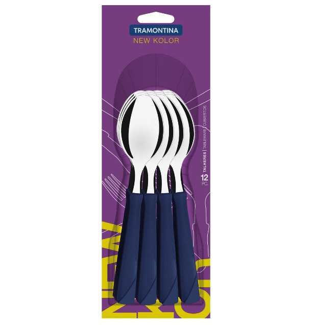 Cuchara de mesa Tramontina azul 12pcs New Kolor
