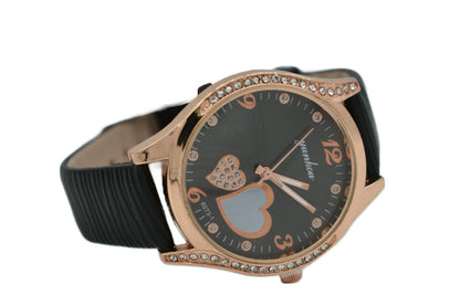 Reloj pulsera con brillos y corazones