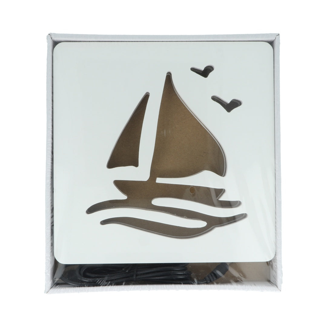 Veladora led barco de madera 20 x 20 cm
