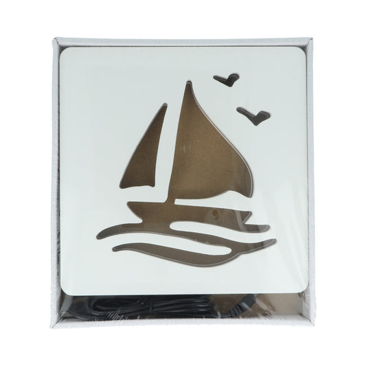 Veladora led barco de madera 20 x 20 cm