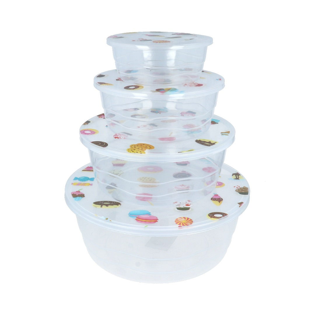 Recipientes plásticos redondos x 4 unidades - 15 a 24 cm