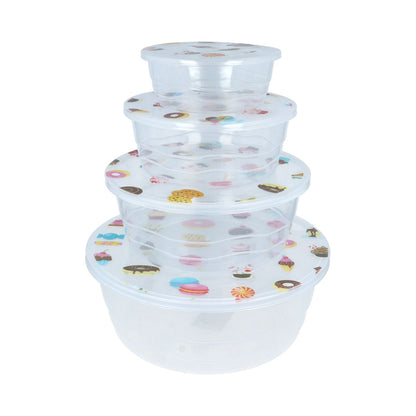 Recipientes plásticos redondos x 4 unidades - 15 a 24 cm