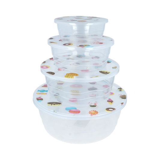 Recipientes plásticos redondos x 4 unidades - 15 a 24 cm