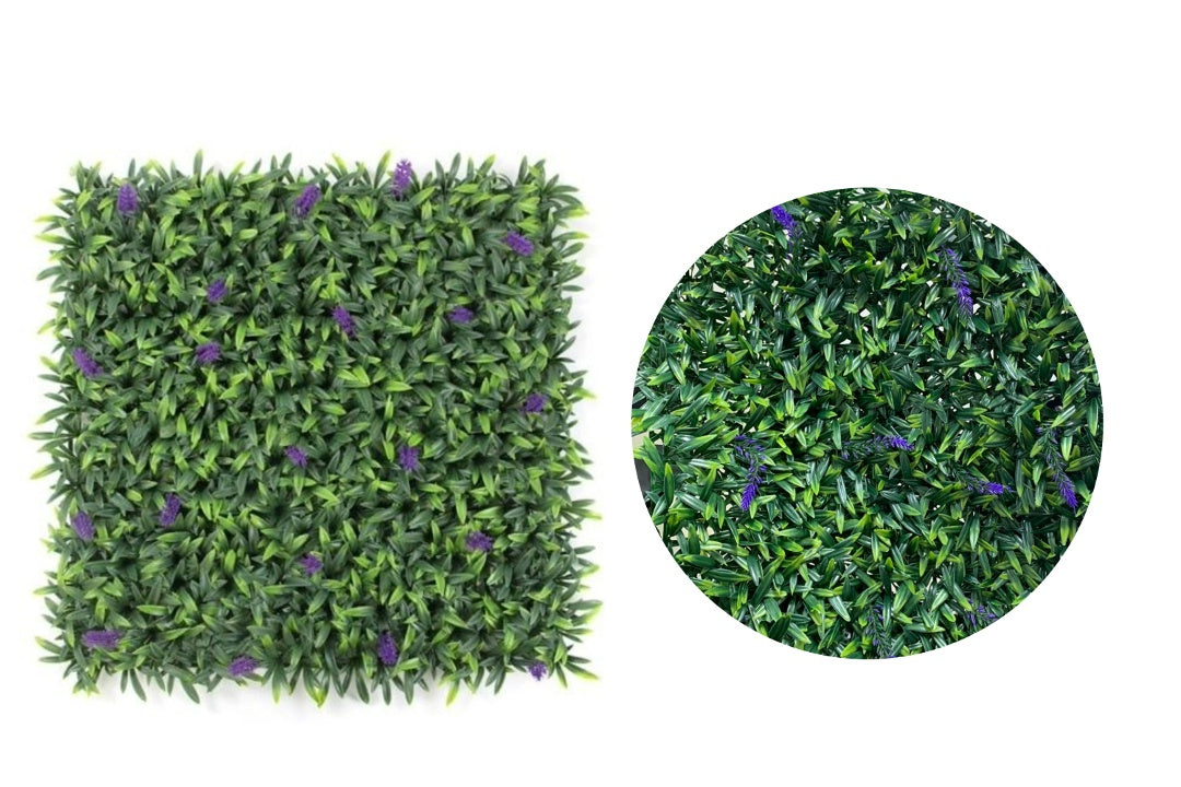 Panel de hojas artificiales lavanda 50x50cm.