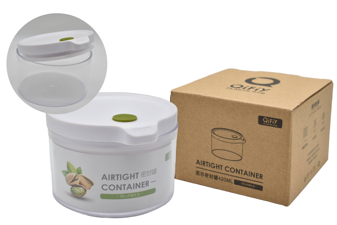 Recipiente acrílico hermético blanco para alimentos 420ml