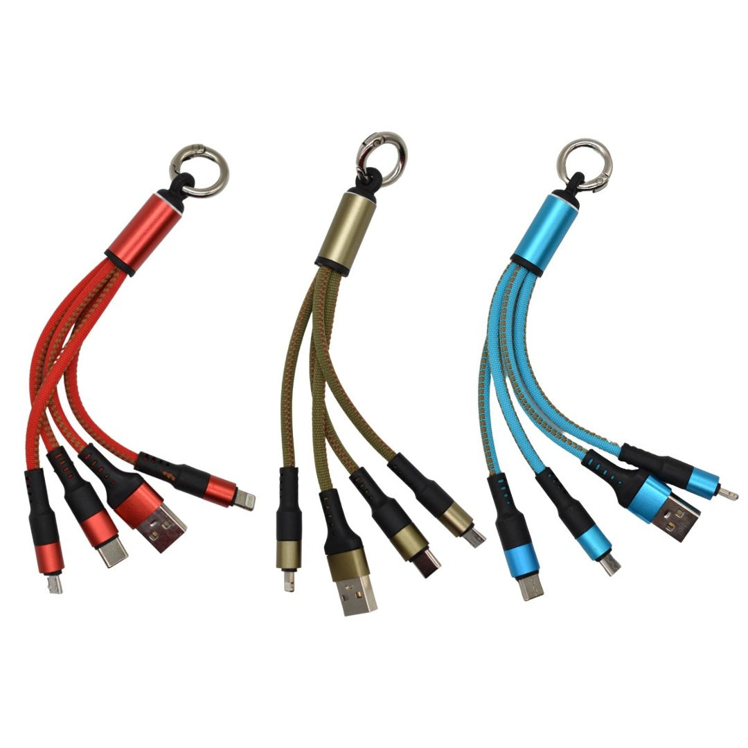 Cable cargador USB 3 en 1 forrado 16cm