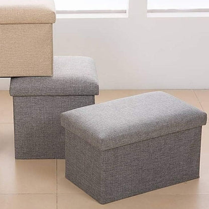 Banco baúl puff plegable gris 40x25x25cm.
