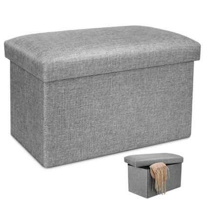 Banco baúl puff plegable gris 40x25x25cm.