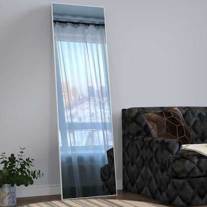 Espejo con ganchos para puerta 120x30x3cm marco blanco