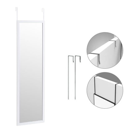 Espejo con ganchos para puerta 120x30x3cm marco blanco