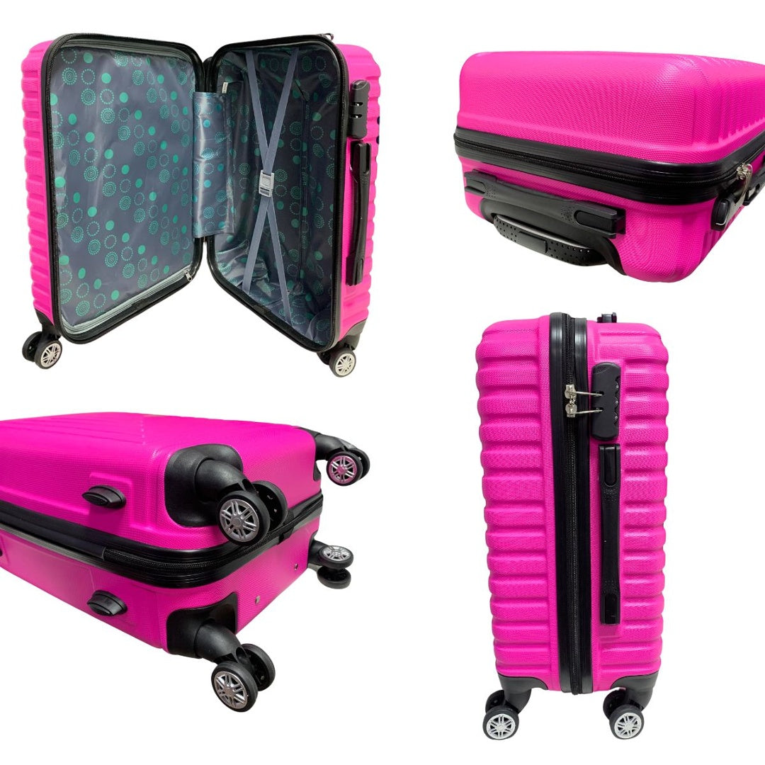 Valija de viaje rígida fucsia 24" 62x40x26cm, 3.5kg.