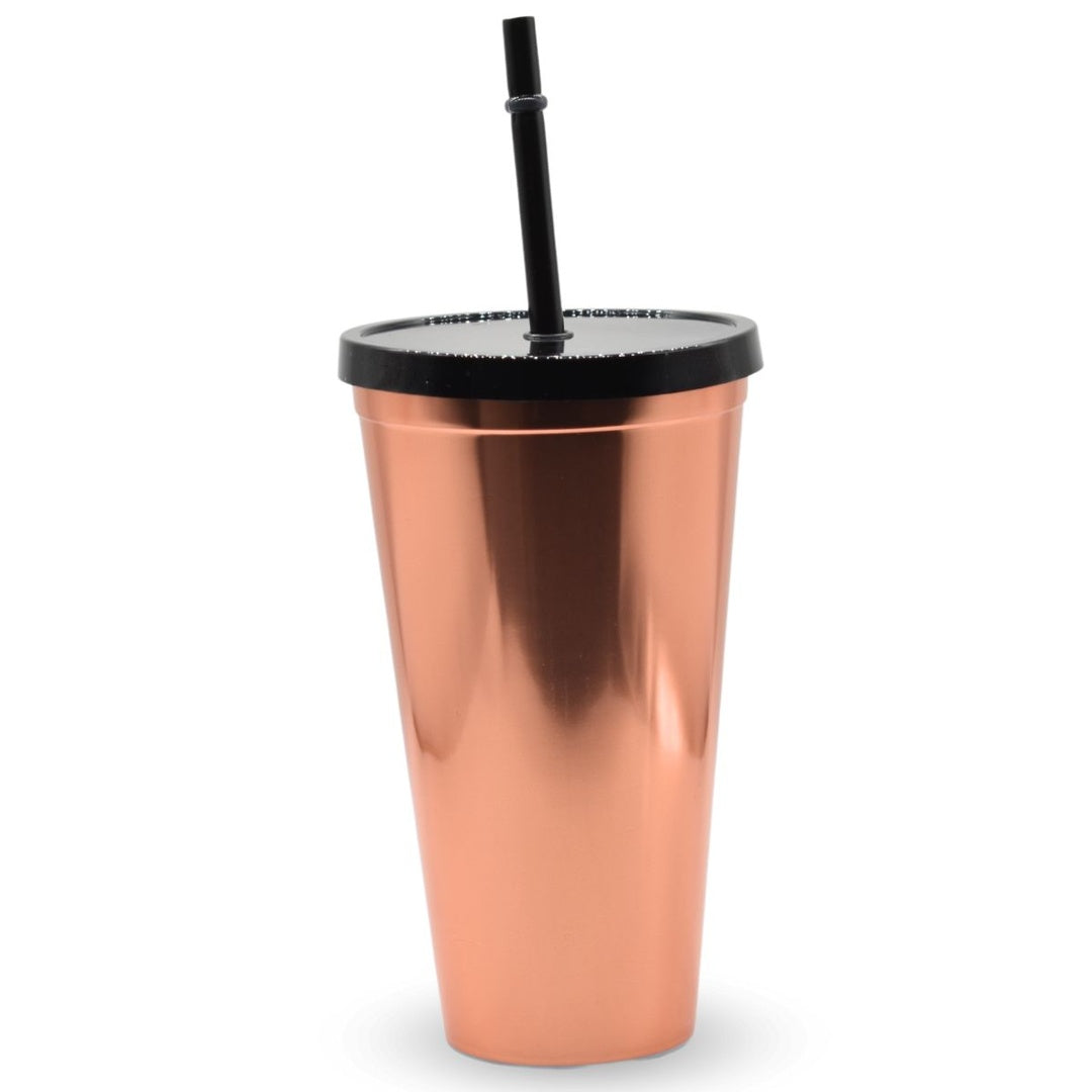 Vaso plástico metalizado champagne con sorbito 600ml