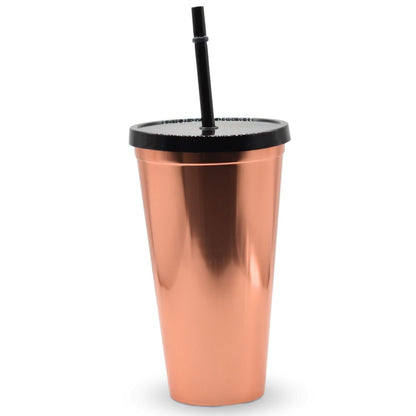 Vaso plástico metalizado champagne con sorbito 600ml
