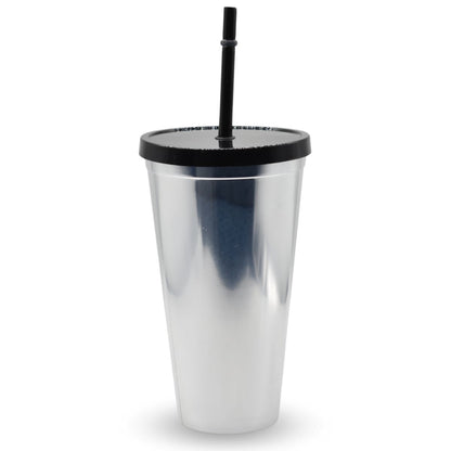 Vaso plástico metalizado plateado con sorbito 600ml