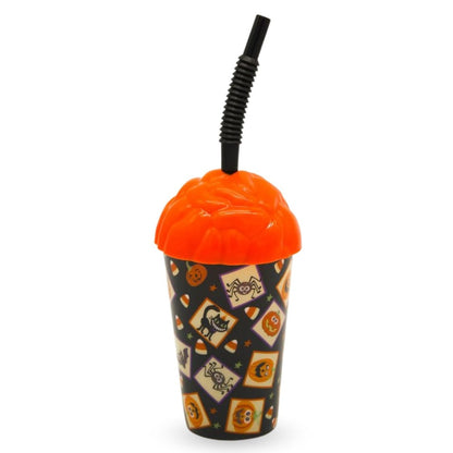 Vaso plástico con sorbito Halloween 380ml