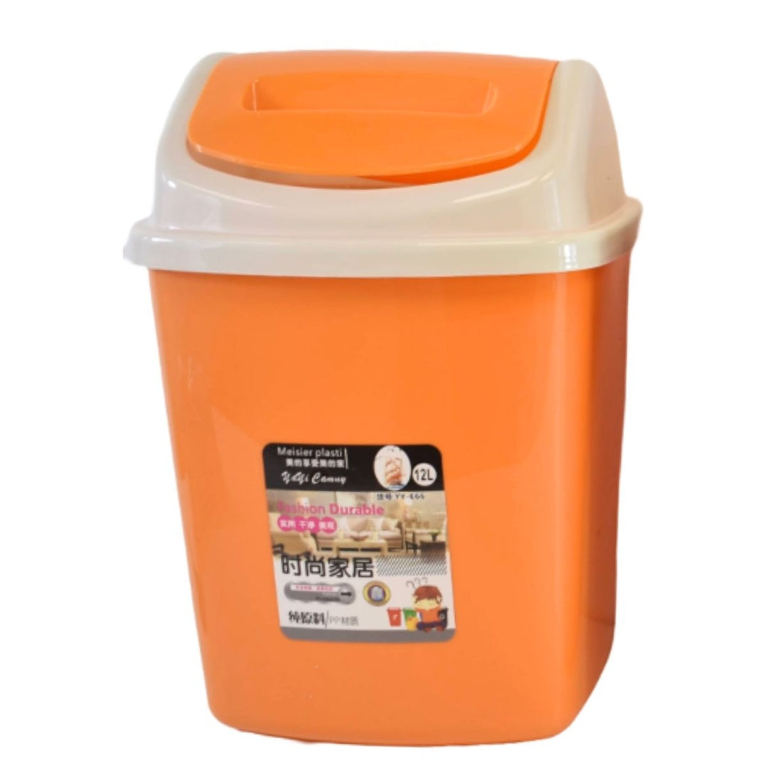 Papelera plástica naranja 12lts
