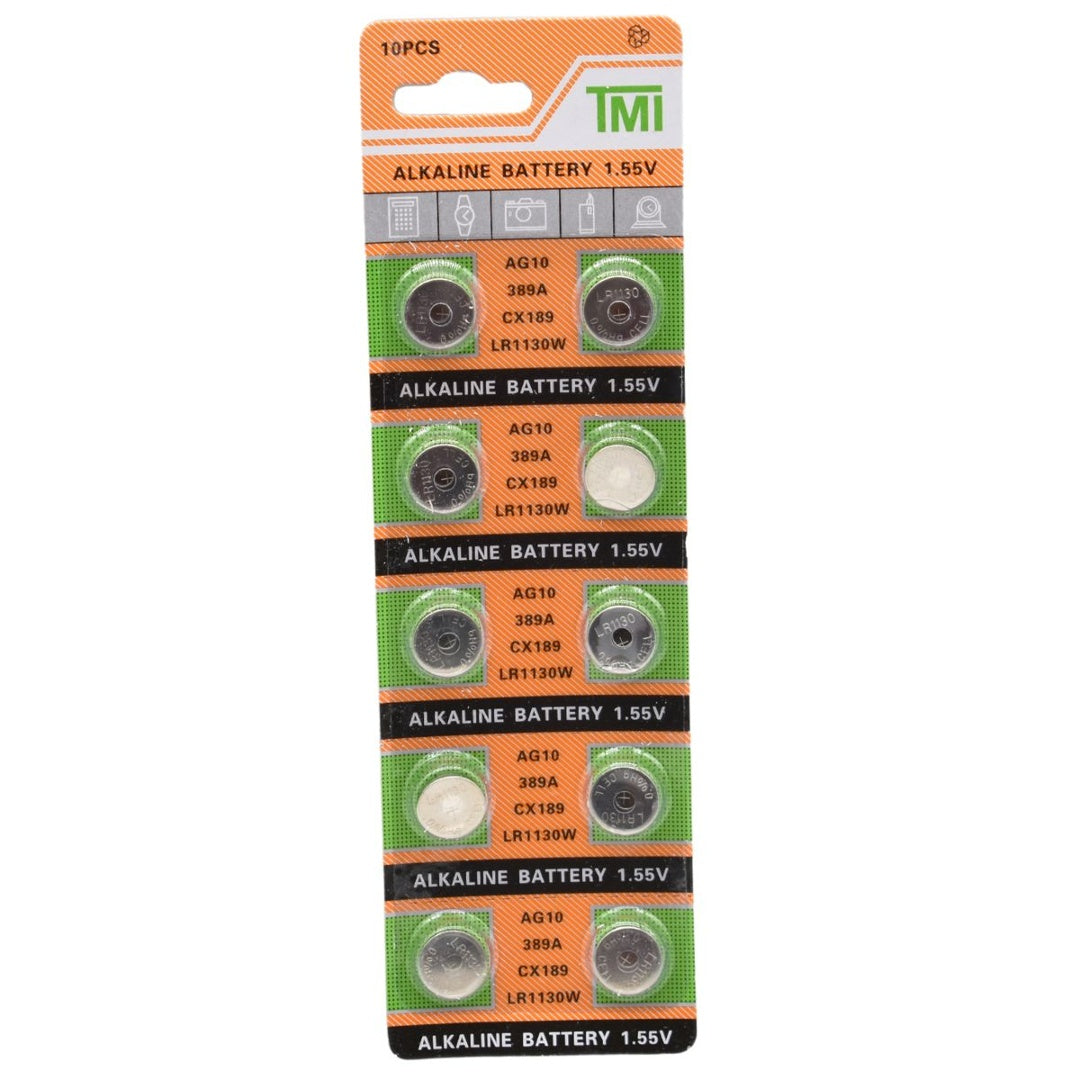 Pilas alcalinas botón AG10 1.55V x10 unidades