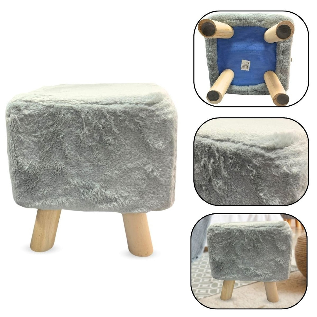 Banco puff cuadrado con patas de madera 30x30cm